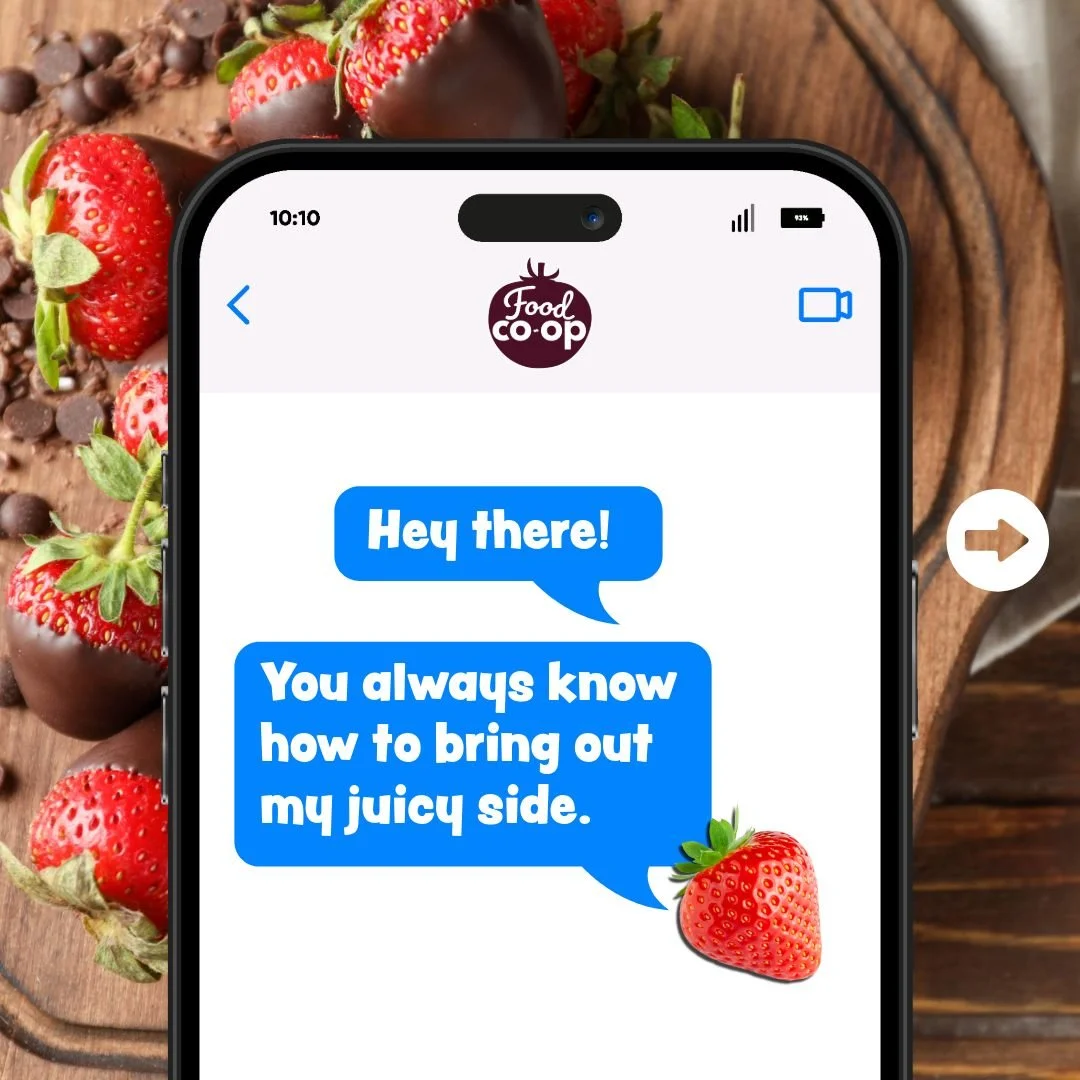 Sweet Cute &ndash; Find Your Perfect Pair at The Food Co-op

💐Flowers
🍫Chocolate
🍓Strawberries
🍷Wine

Treat yourself, your sweetie or a friend this Saturday.
Happy Valentine&rsquo;s Day!

 #valentines #valentinesday  #porttownsend #chimacum #olym