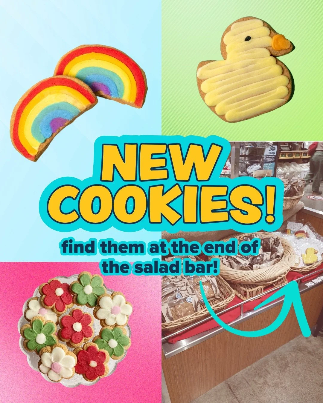 Check out these New Spring Cookies from @bitemeinc!
You can find them at the end of the salad bar.
Come take a bite out of spring.
🌈🌸🐤