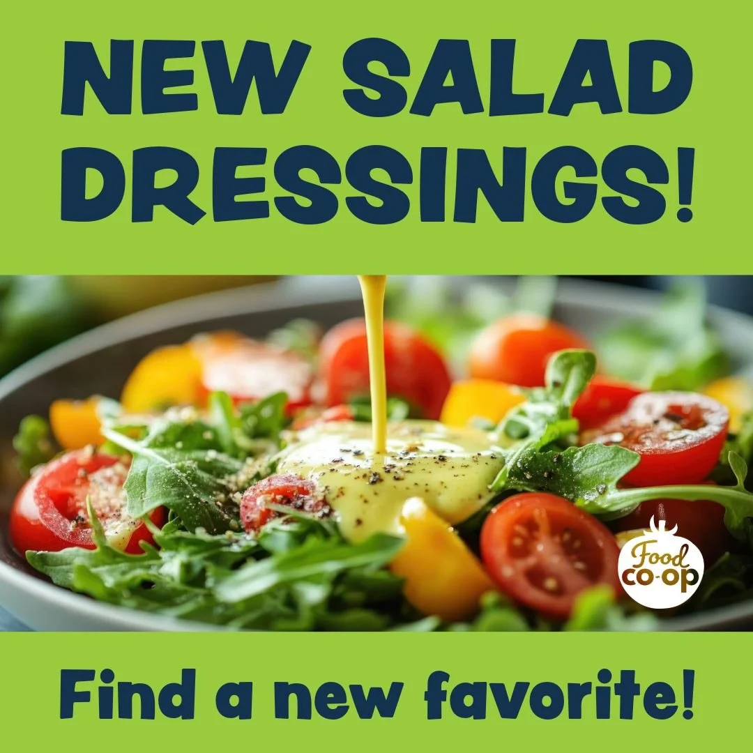 NEW SALAD DRESSINGS:🥗
Many of you probably have noticed already, but Annie's Homegrown discontinued their salad dressings. We were very sorry to see some of our favorites go, but we have brought in several other new dressings for you to try. We hope