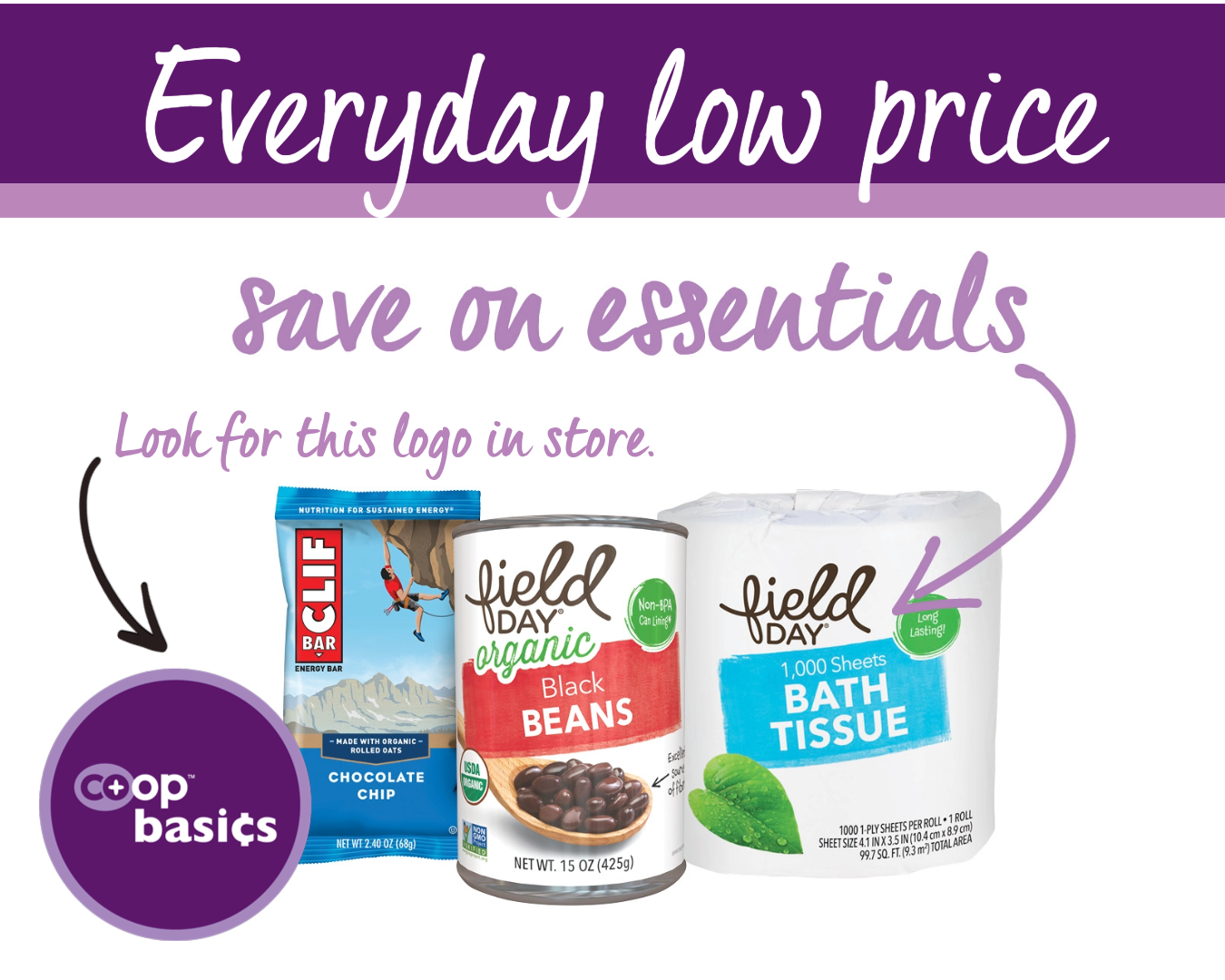 Two grocery store flyers showing weekly deals for food items from Food Co-op and Local 5, including produce, snacks, and pet treats.