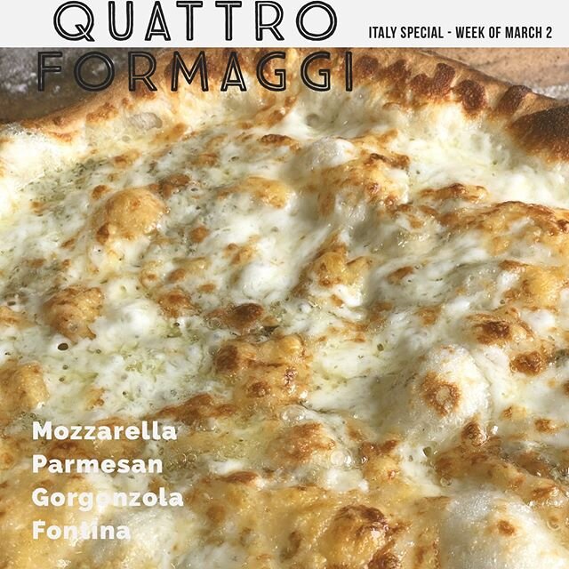 This weeks &ldquo;lessons from Italy&rdquo; special. So much cheesy deliciousness! Swing by and try it for yourself. 
Tuesday, 4-7p @daytonmountaininn
Wednesday &amp; Thursday, 4-7:30p @blacktooth
Friday, 4-7:30p @luminous

#hettyspizza #woodfirepizz