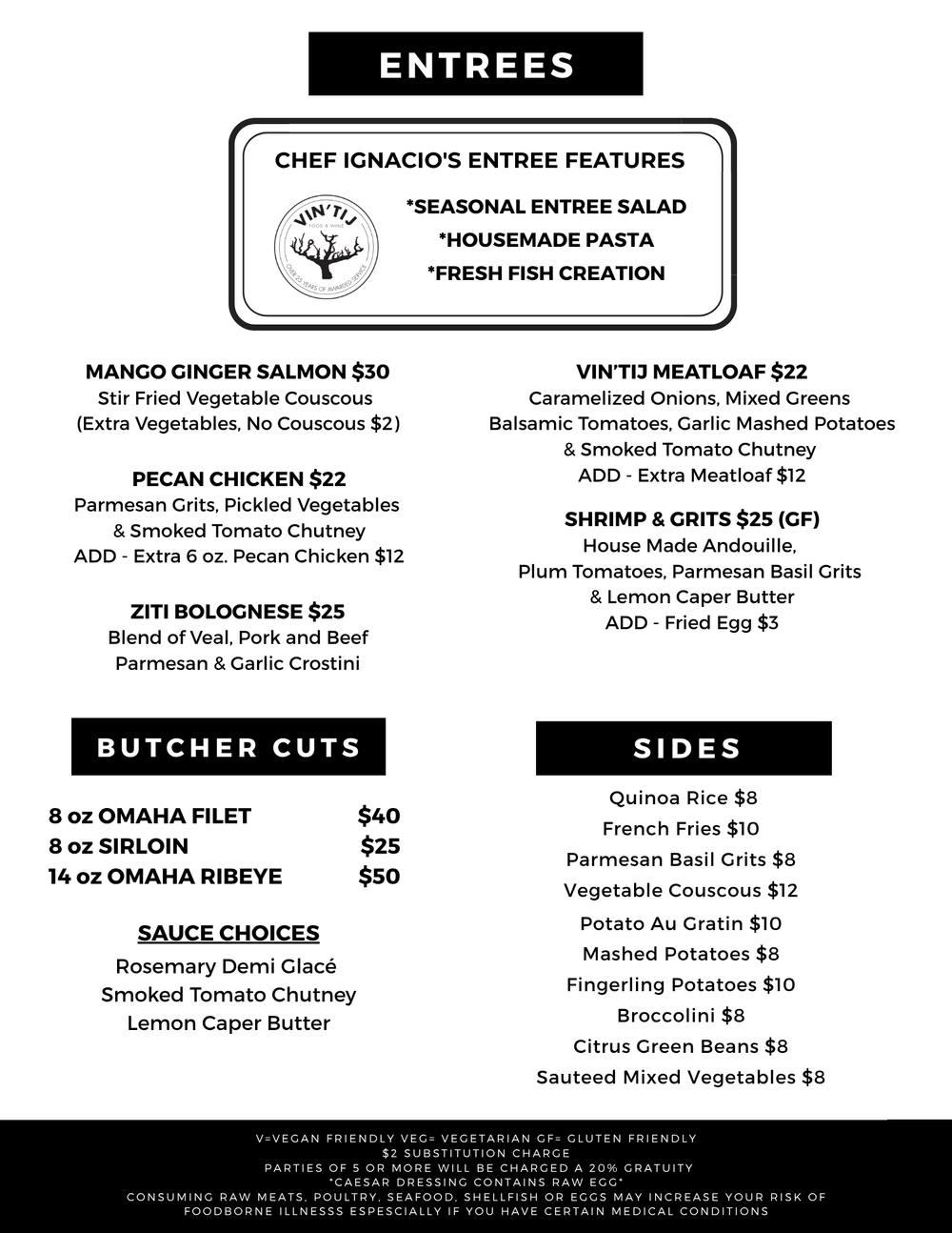 ENTREE MENU — Vin'tij | Food & Wine