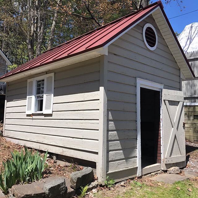 Time for a #loveshack ❤️renovation. We decided on that name for many reasons.  Maybe one is making our kids crazy! 🤣 This sweet out building has stood the rest of time and she needs a little love!! Very grateful for our health &amp; the time for pro