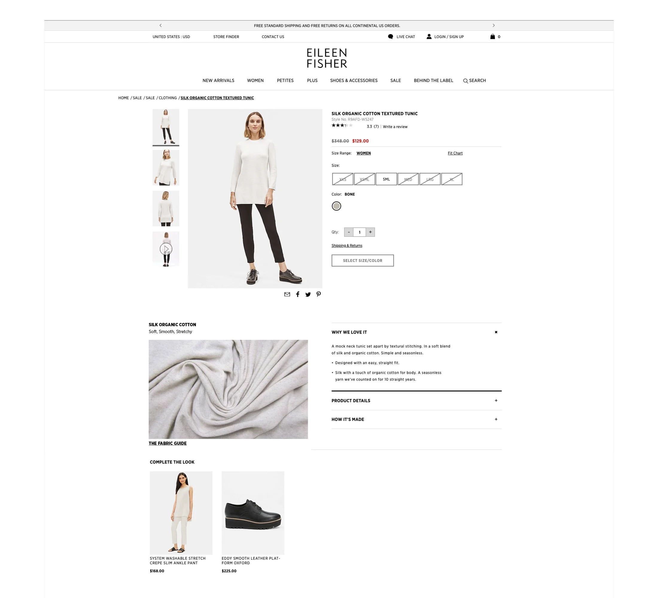   Above: Worked with the dev team to incorporate a fabric swatch on every product description page. We included a close up of the fabric, so the user could get a sense of how it felt. In addition, we used 3 adjectives for each fabric to help convey t