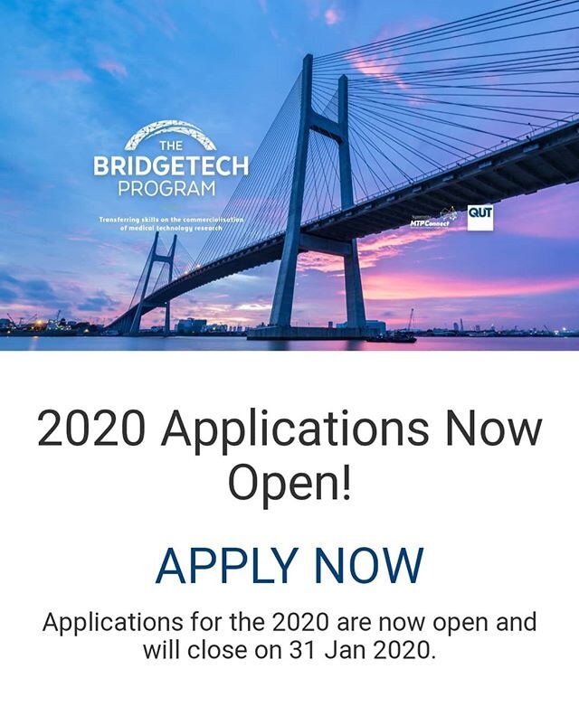 BridgeTech is an amazing program, and is now open for applications!! This 100% free program teaches you all about medtech commercialisation from within industry and from the startup route.Really useful whether you're as aspiring or current clinician,