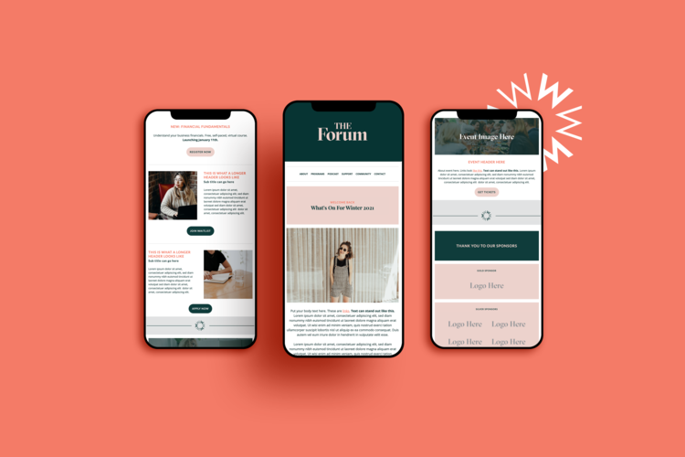 The+Forum+newsletter+MailChimp+design+shown+on+3+iphones.png