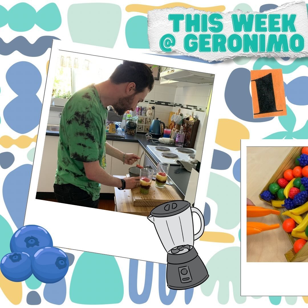 📸 This week at Geronimo 📸 

#occupationaltherapy #supportcoordination 

Image description: A collage with the Geronimo spots and Polaroid like images layered on top. 
Image 1: Dan making a smoothie in his OT session 
Image 2: Fruit stand avalanche 
