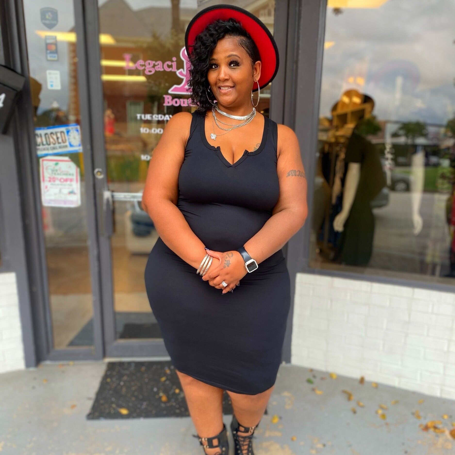 V Neck Bodycon Black