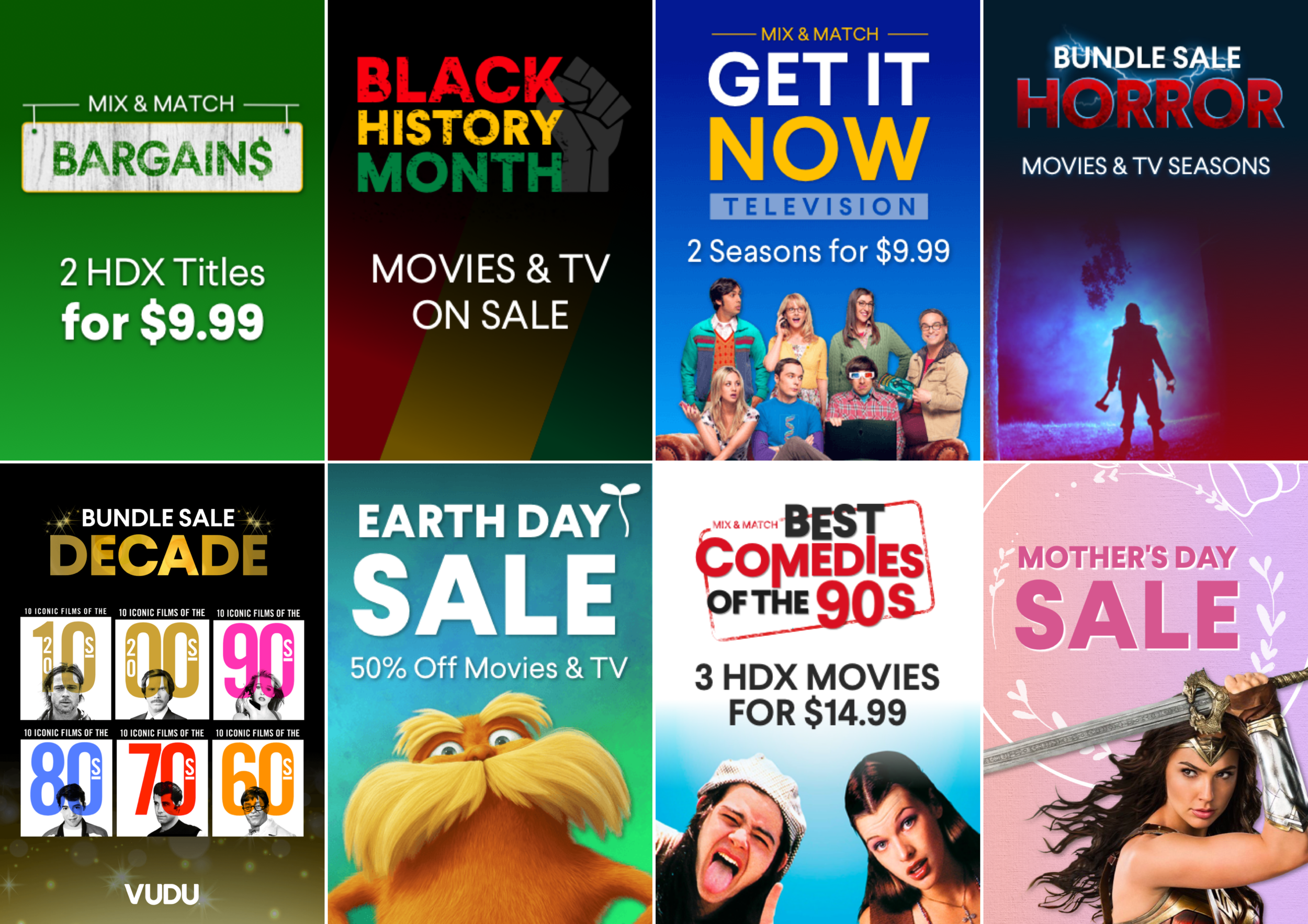 Each week, I come up with fresh unique design lockups based on special promotions from our marketing department. It can challenging sometimes tryin go make something new but still stay within required Vudu branding.