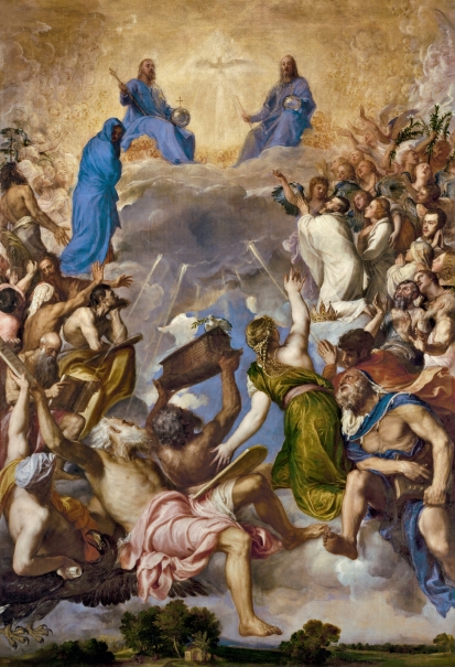 Gloria de Tiziano, con Jesús a la derecha del Padre.