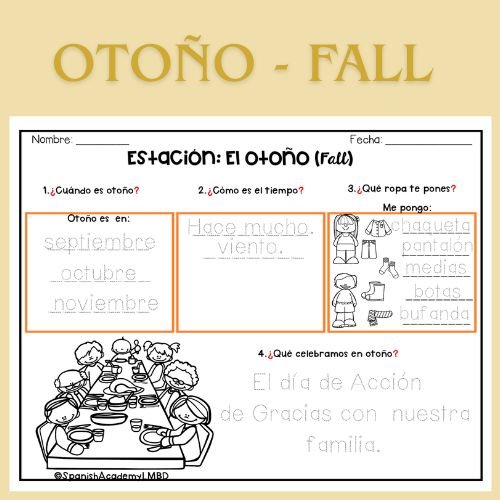 Fall - Otoño Worksheet