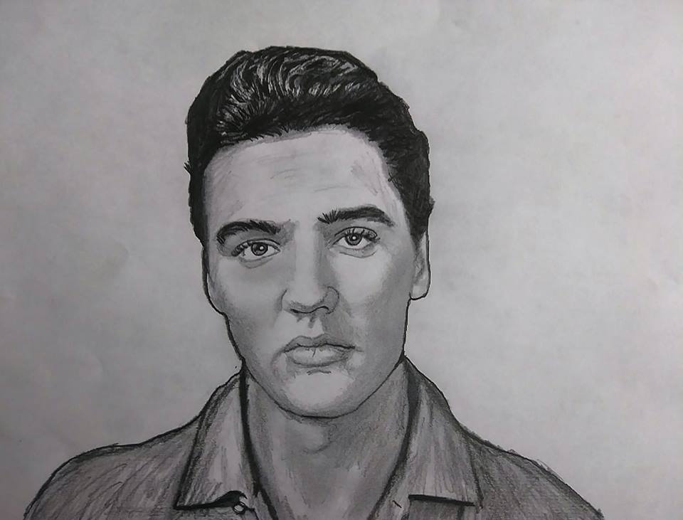  Totaled  my truck at 2:00 AM this morning,so i took my depression and  frustration out with drawing another portrait of Elvis Presley   