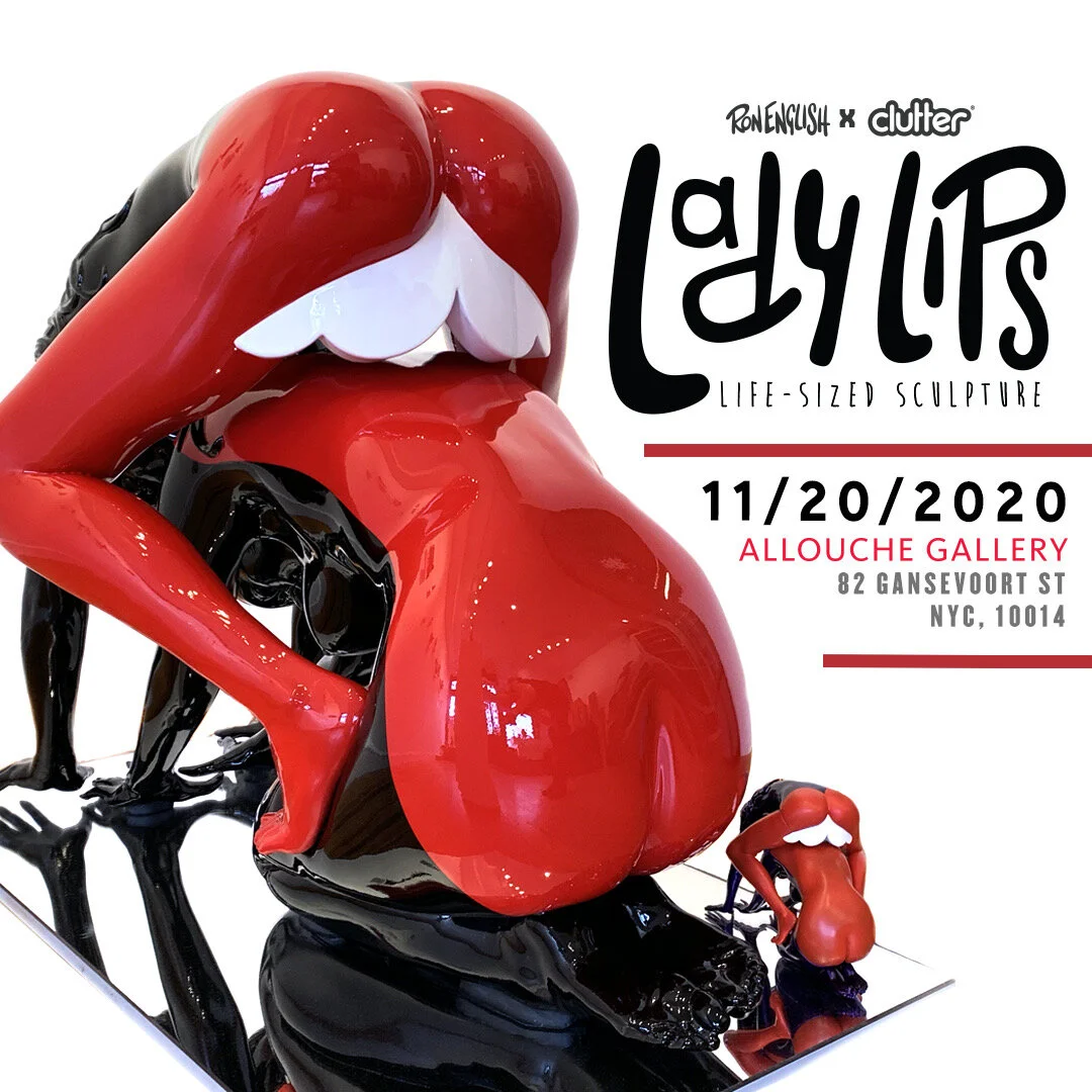 RON ENGLISH LADY LIPS SCULPTURE LAUNCH AT ALLOUCHE GALLERY