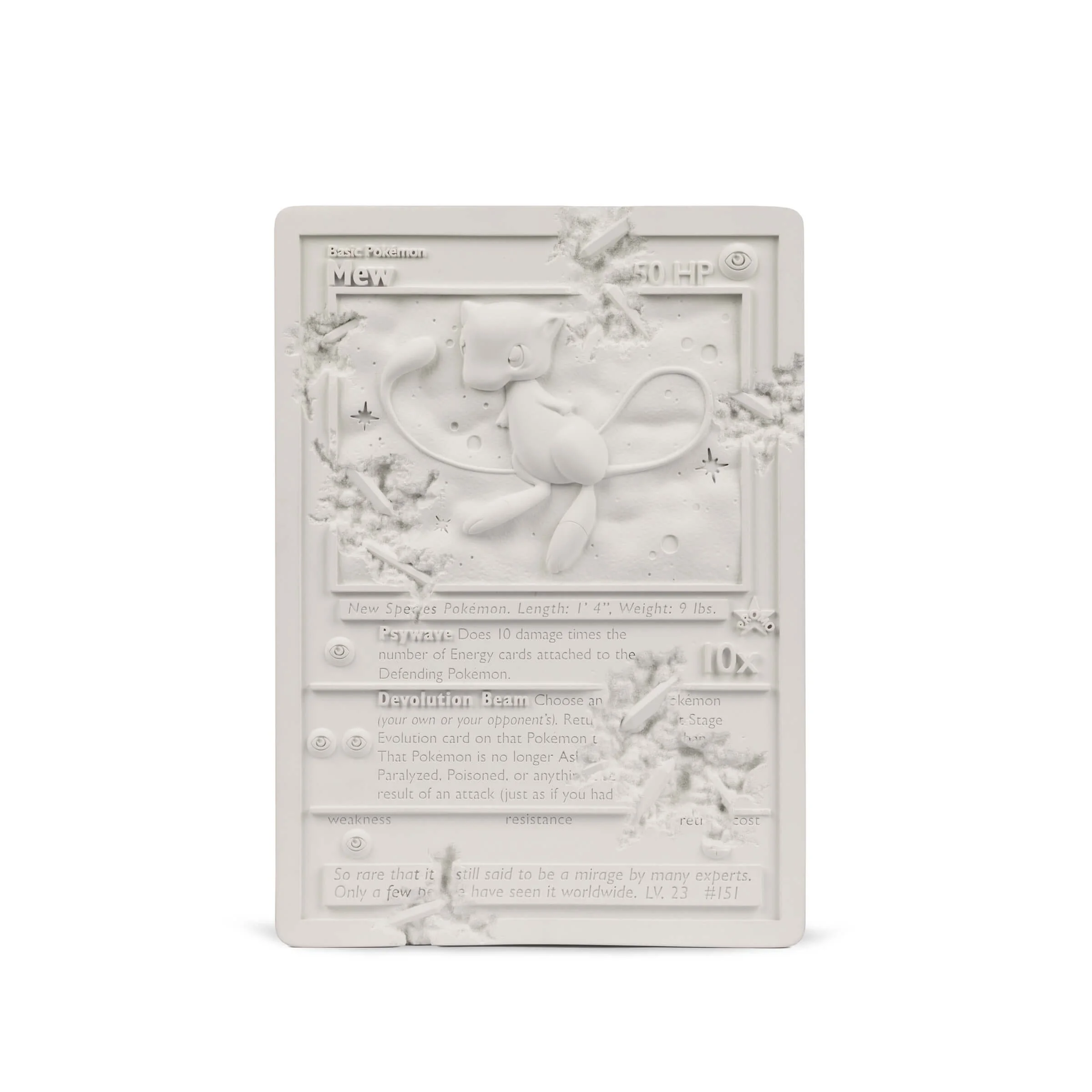 WHITE CRYSTALIZED MEW CARD BY DANIEL ARSHAM