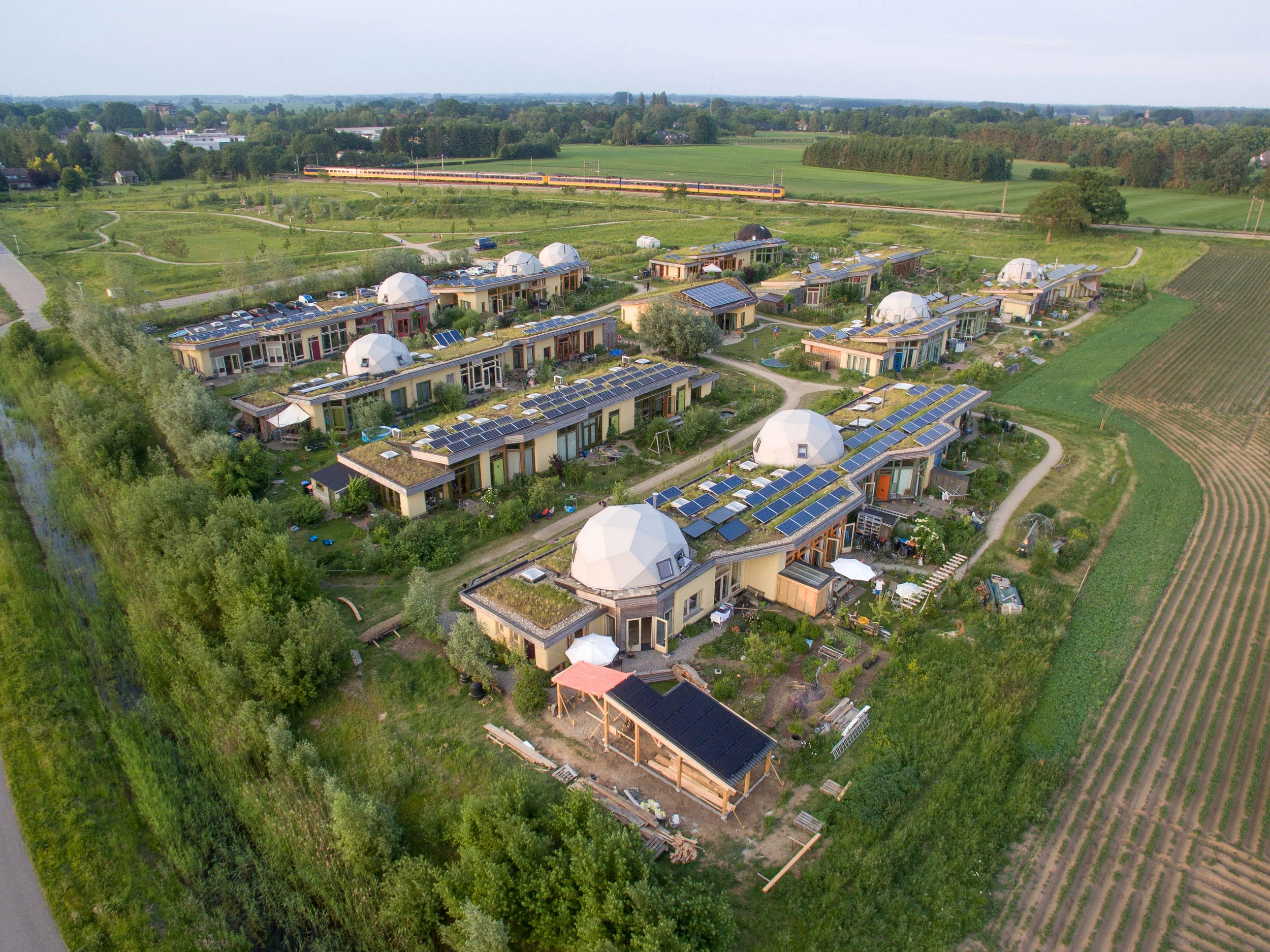 An ecovillage in the Netherlands houses 70 people and produces 75% of its own energy.