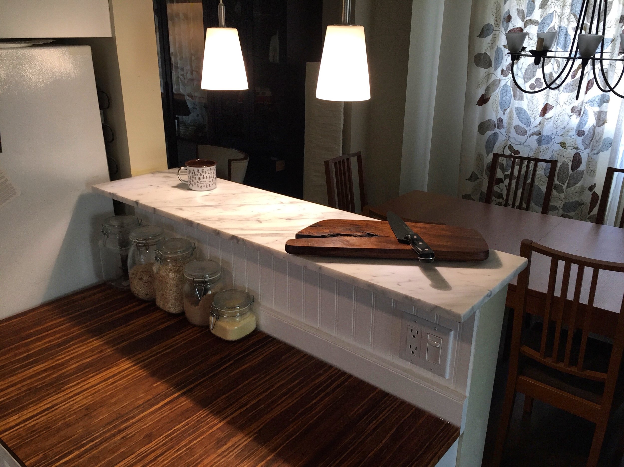 Honed Carrara Marble Bar Top