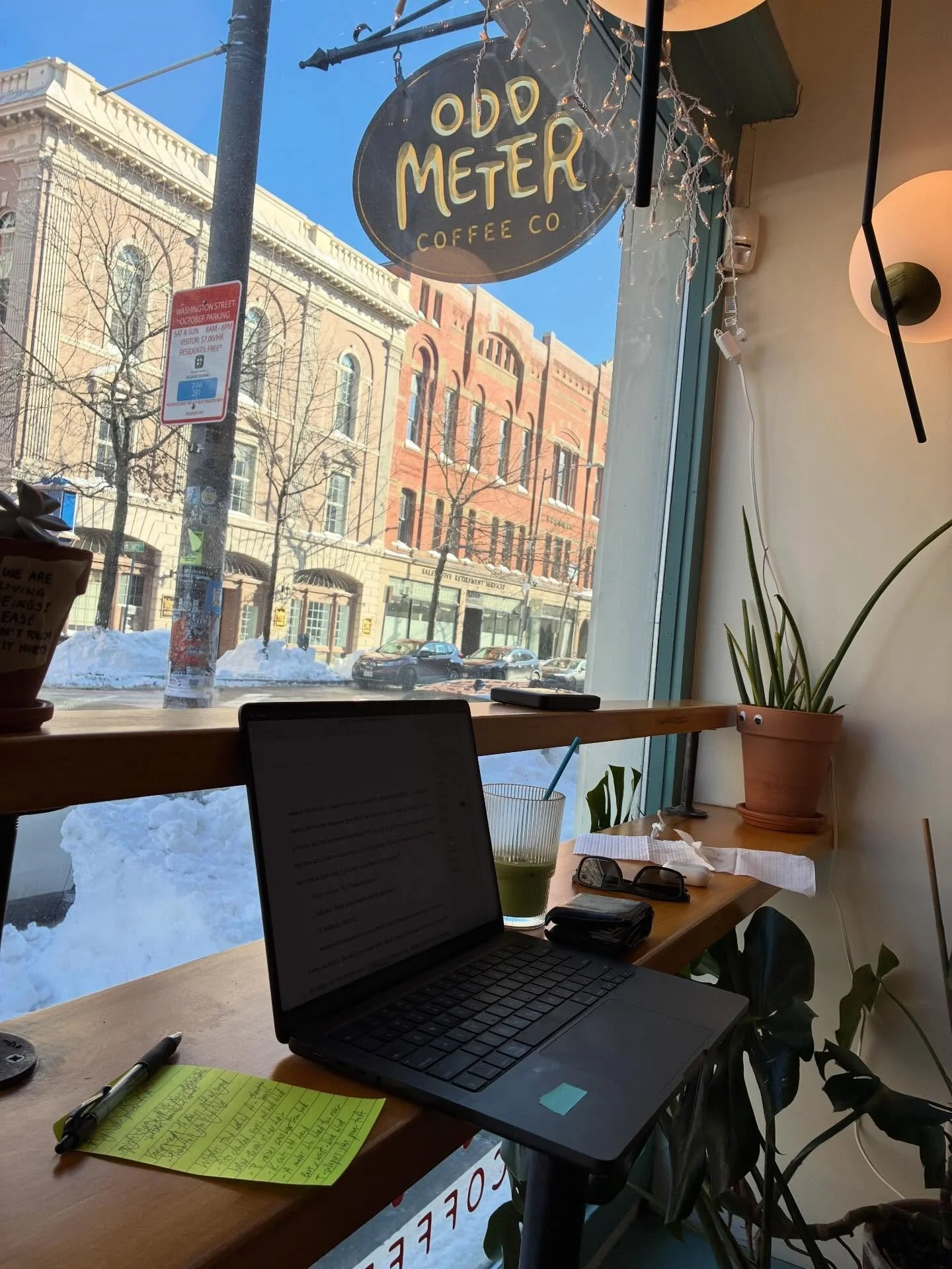 Writing in Salem again today. About 35 pages left in writing the big ending.