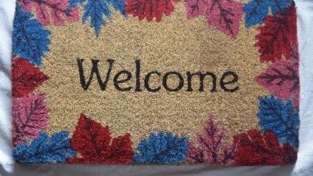 Fiber Mat Bleached-Maple Leaf Welcome