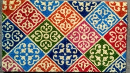 DAF-7007-PVC Coir Mat Bleached-Rangoli Design