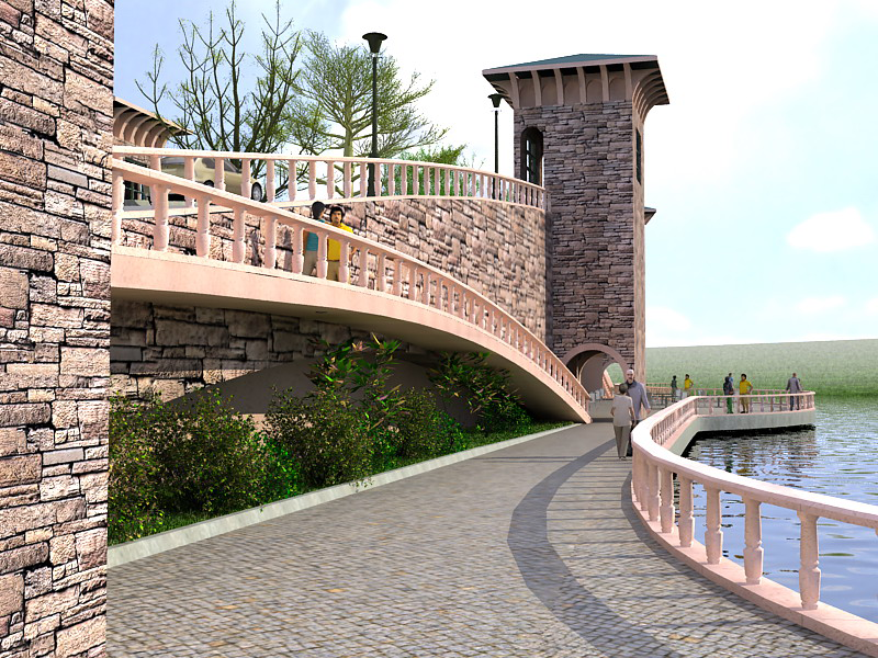 Concept rendering of bridge from lower walkway