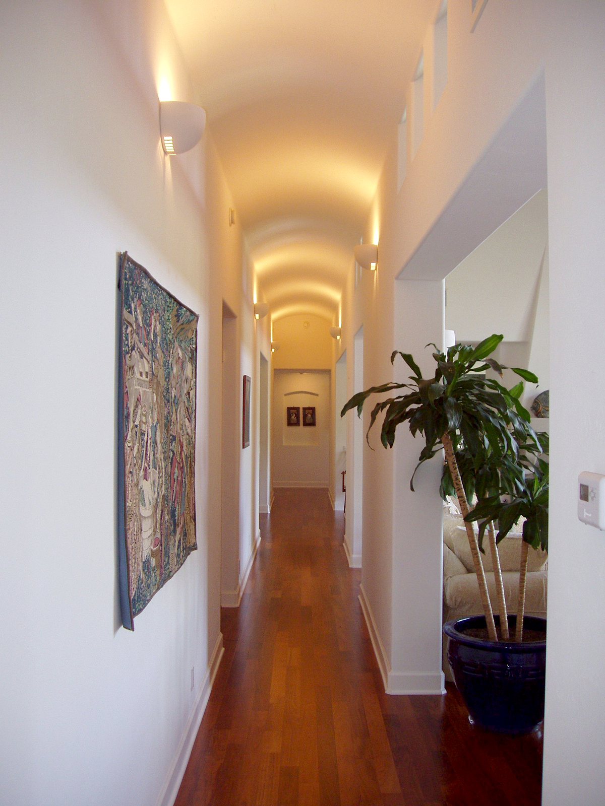 New hallway opens to several spaces