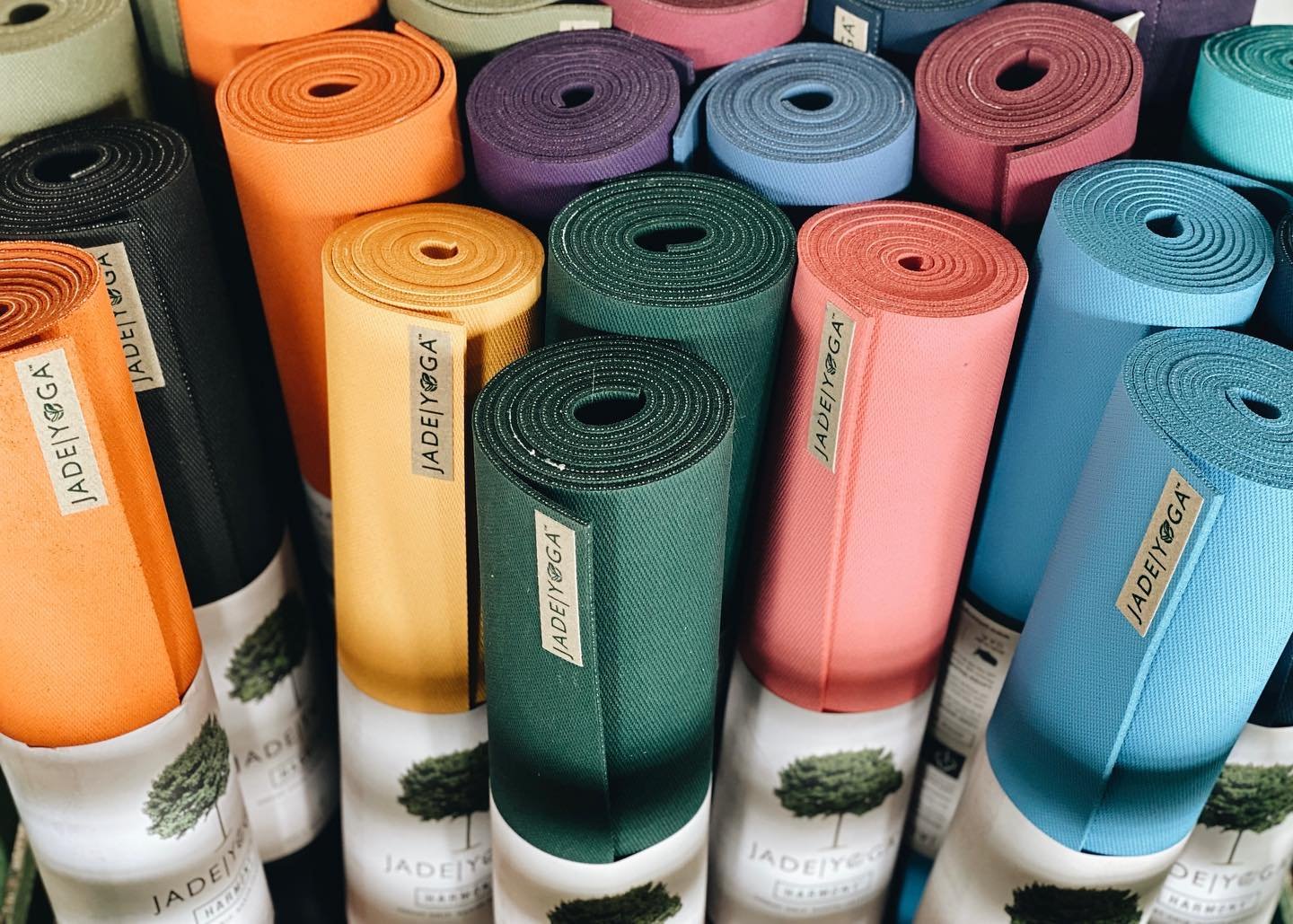 We have new jade yoga mats in the shop! Lots of colors to choose from. Maybe it&rsquo;s time to switch out the old one? 🤷&zwj;♀️ If you do check out the comment section for suggestions from Jade on what to do with the mat you&rsquo;re replacing.
&bu