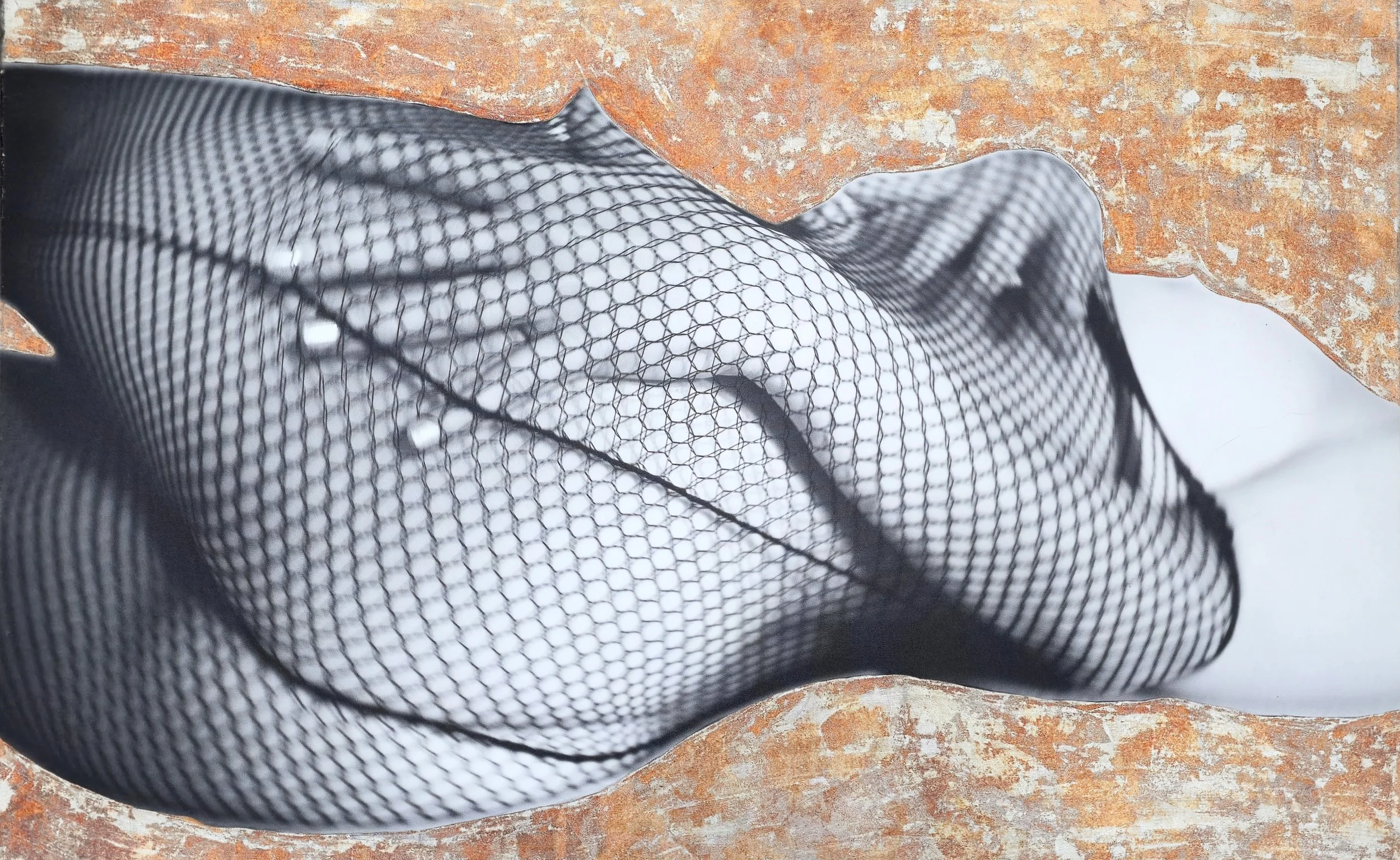 "Gone Fishin". 32x48, 19 karat white gold on canvas