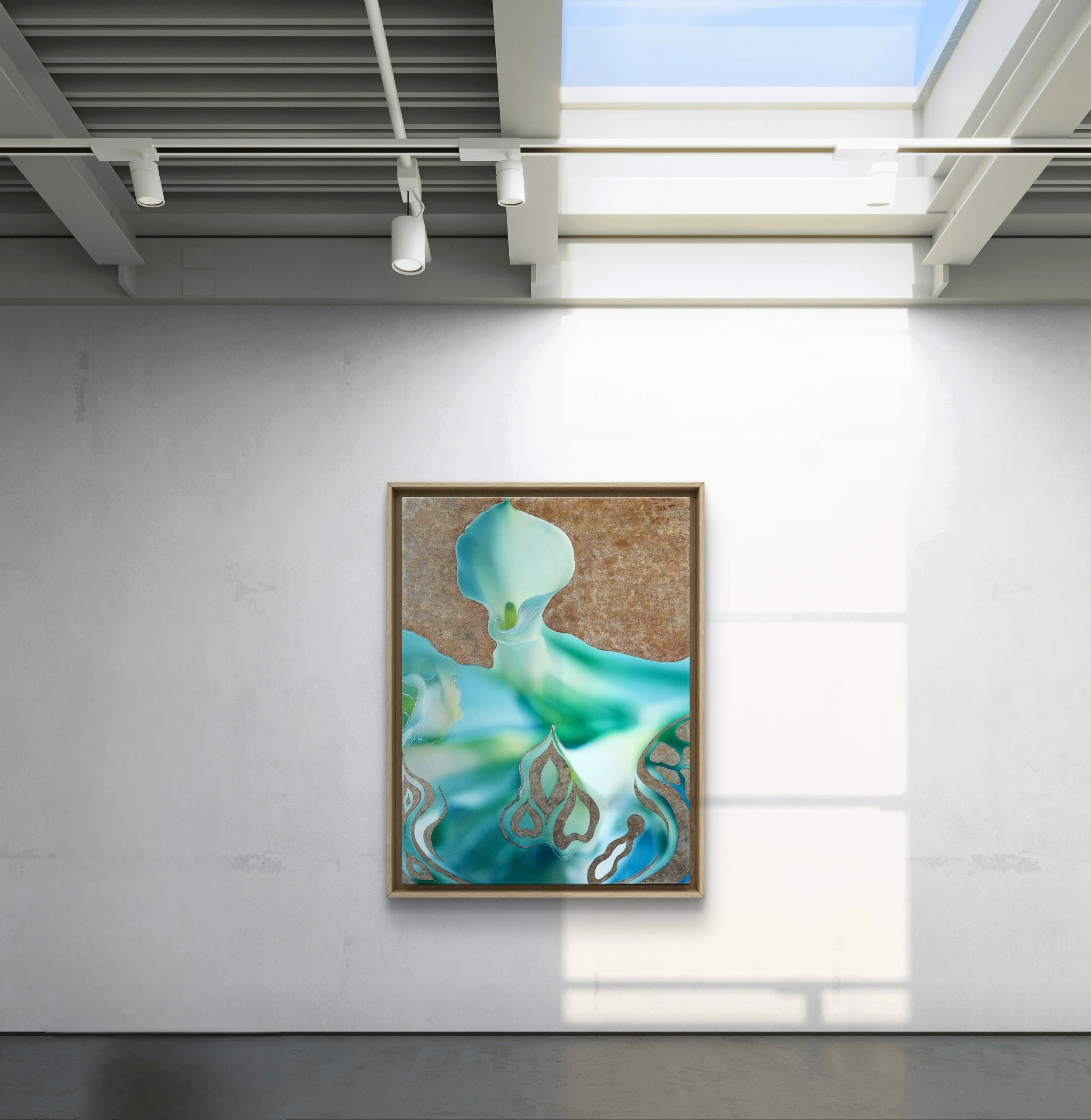 " Aqua Lily"  19 Karat Gold Mixed Media 