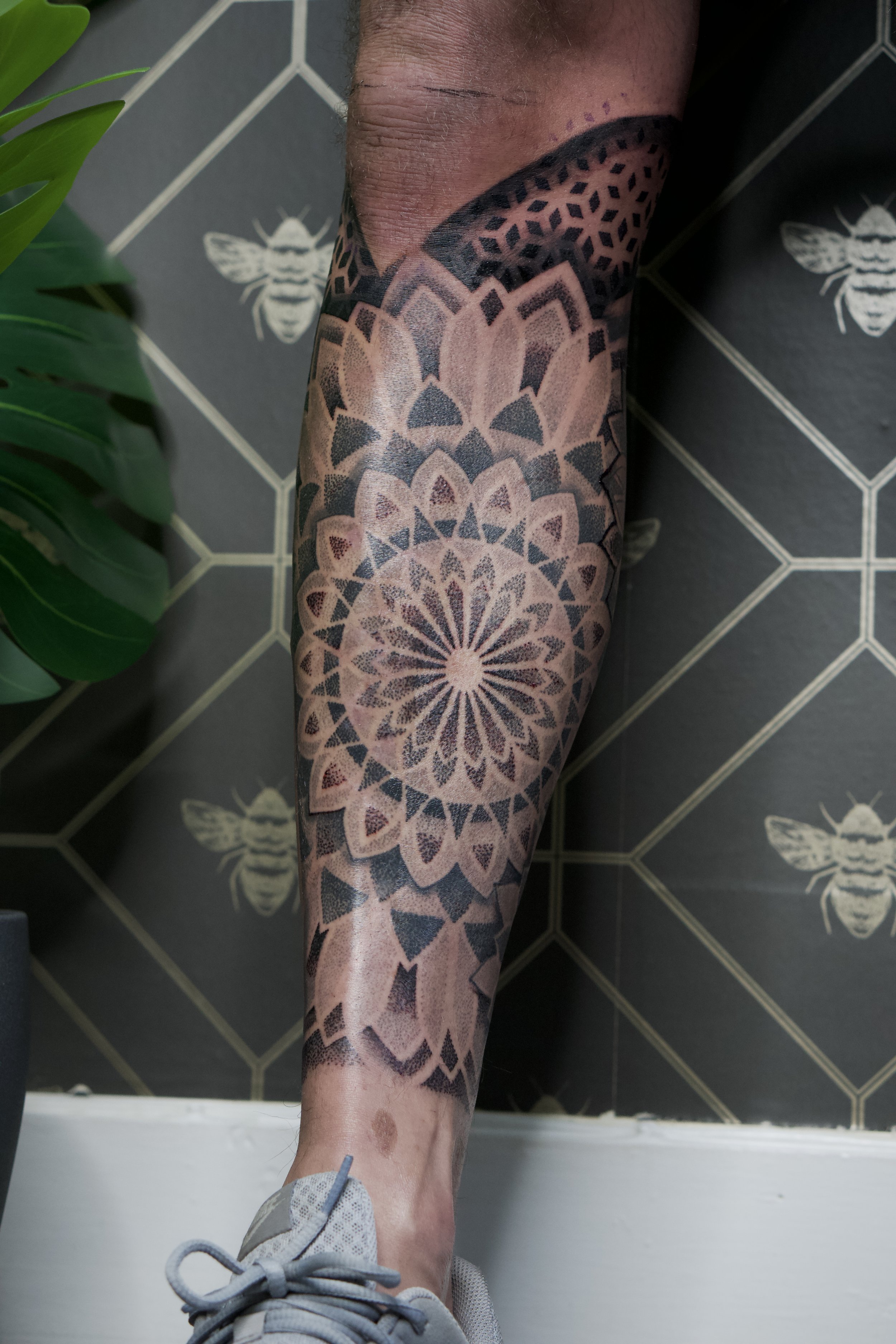 Dotwork mandala elbow tattoo  Elbow tattoos Boho tattoos Mandala arm  tattoos