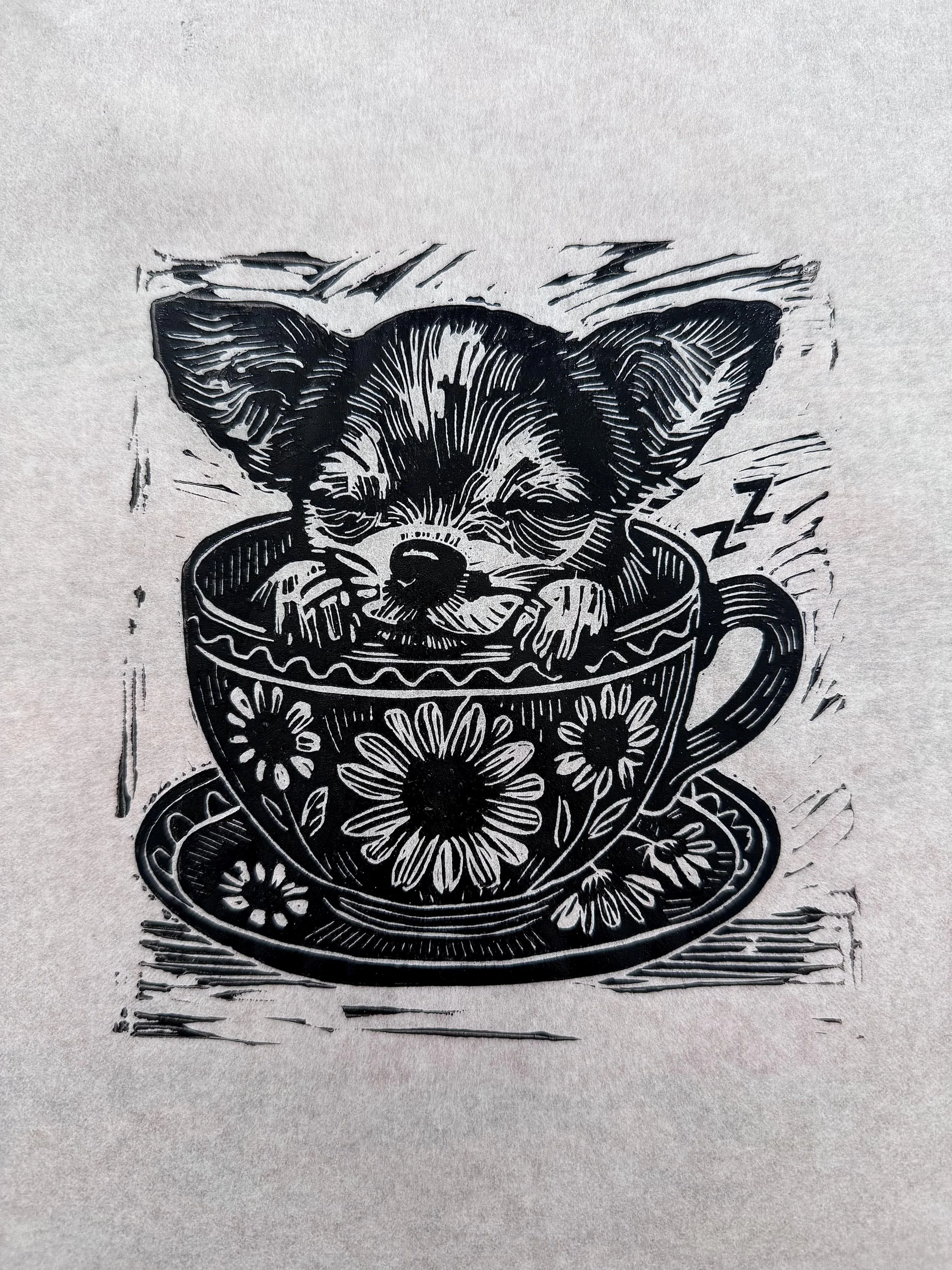 Pup cup linoprint.jpeg