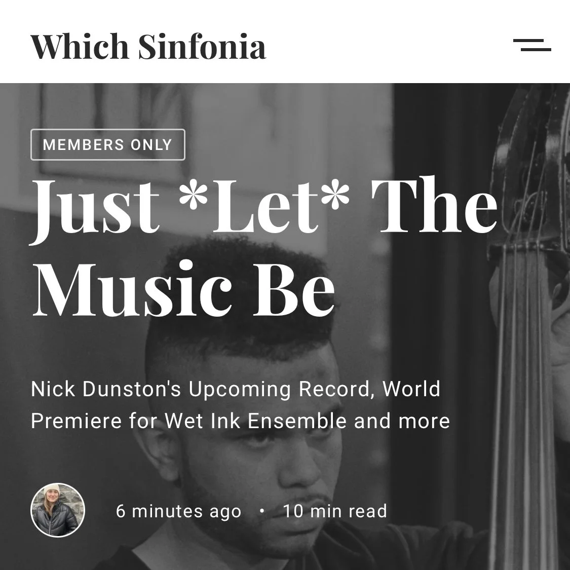 Nick Dunston Interviewed in Which Sinfonia