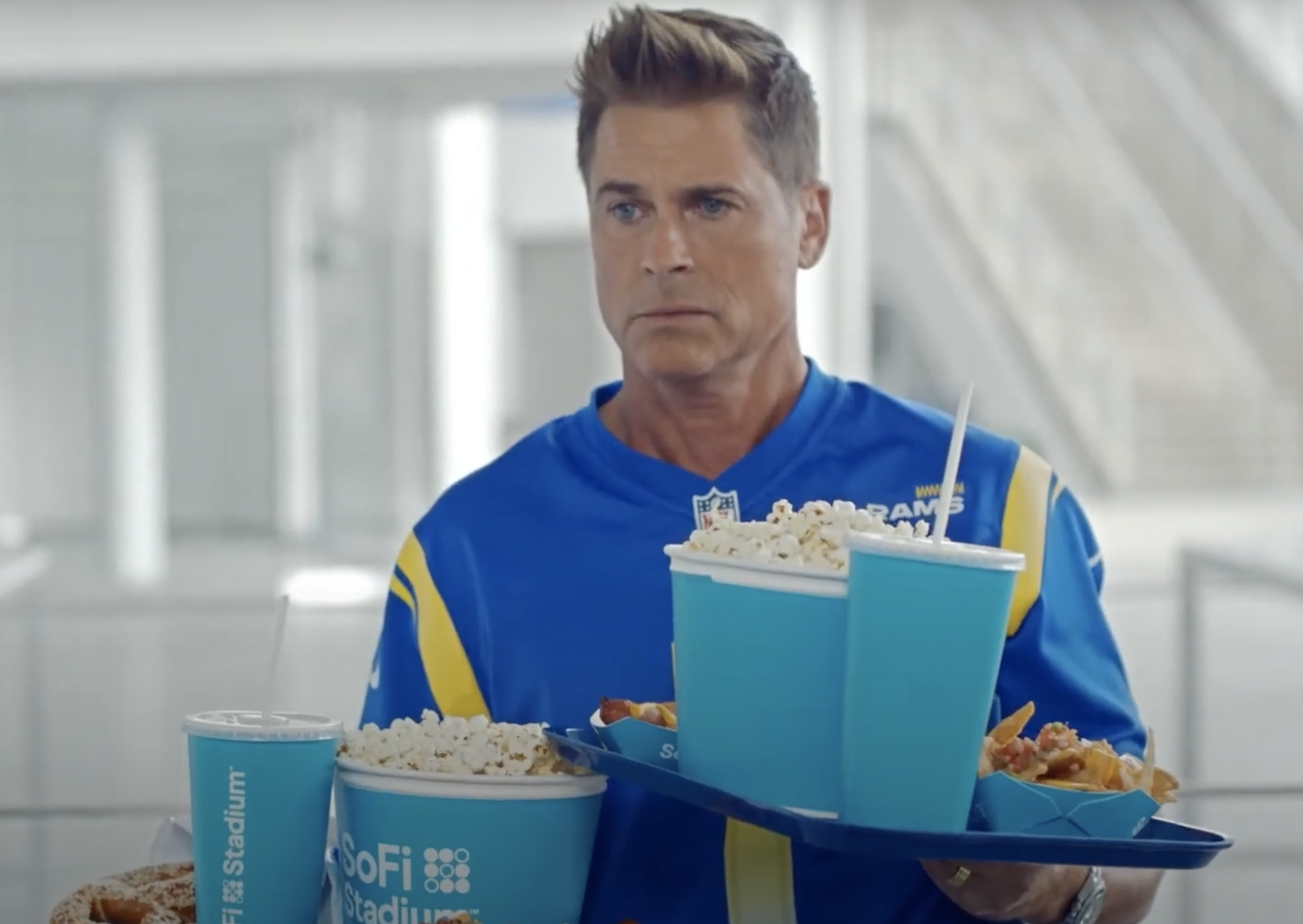 SoFi Stadium Rams #1 Fan with Rob Lowe Danny Trejo Precious