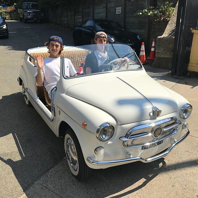 The &lsquo;summer interns&rsquo;  posing in the rare Fiat Jolly. Back to work boys.