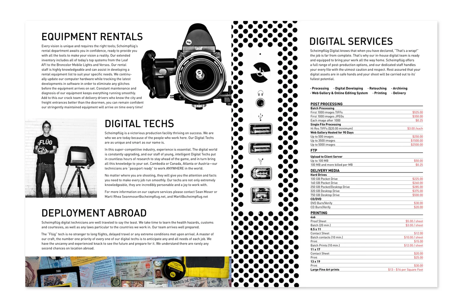  The brochure makes exclusive use of the DIN sans-serif typeface. Its legibility and uncomplicated, unadorned design, made it ideal for this text-heavy catalogue. 