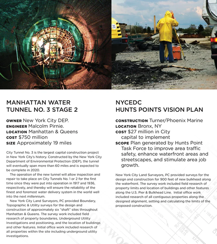  A successful building project starts with a precise land survey. The brochure for NYCLS is straight to the point with little flair or flourish — my goal was to communicate professionalism, reliability and confidence. 