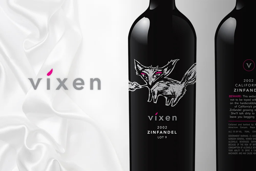  Many of my designs for wine labels utilize direct screen printing techniques. Spot colors are applied to the bottle, then fired in a kiln. Paint is baked into the glass creating an image that is bright, durable and able to cover 360 degrees of surfa