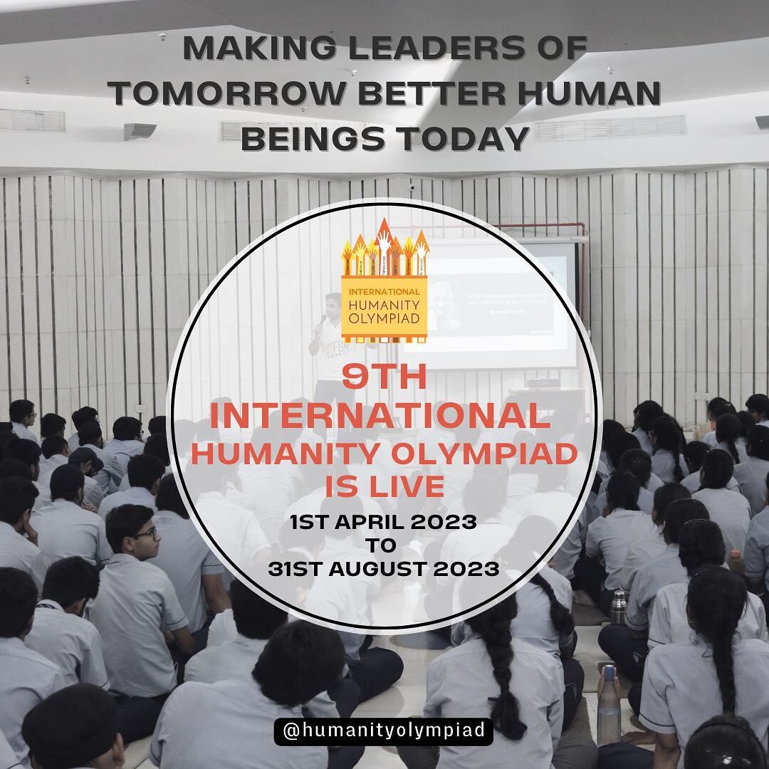 Greetings from International Humanity Olympiad !!💥💥

😊We are elated to announce that the 9️⃣th edition of 🏳&zwj;🌈 *International Humanity Olympiad* has begun.

👉🏻👉🏻 Go register your school and start participating 💥💥
Click the link in bio.
