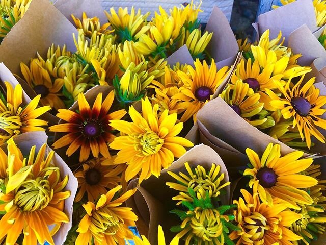 Loads of rudbeckia and mixed bouquets are stocked @durhamcoopmarket and @broken.spoke.farm this weekend!