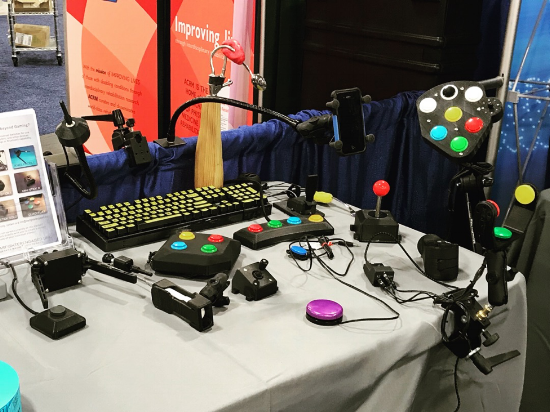 Some of the custom buttons and switches that booth visitors loved engaging with 