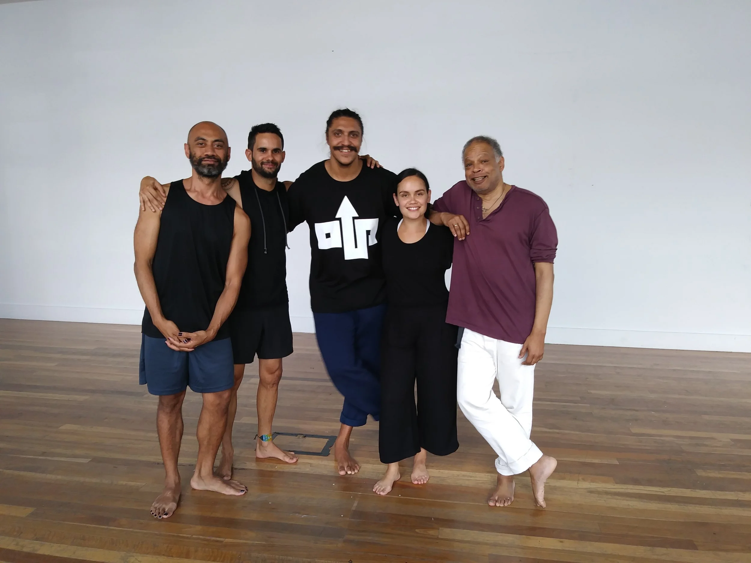 dancer/choreographer/performance makers of indigenous and First Nations heritage , Ishmael Houston-Jones led workshop in Sydney, Australia Pictured: Brian Fuata, Glen Thomas, Thomas E S Kelly, Taree Sansbury, 2017 photographer unknown