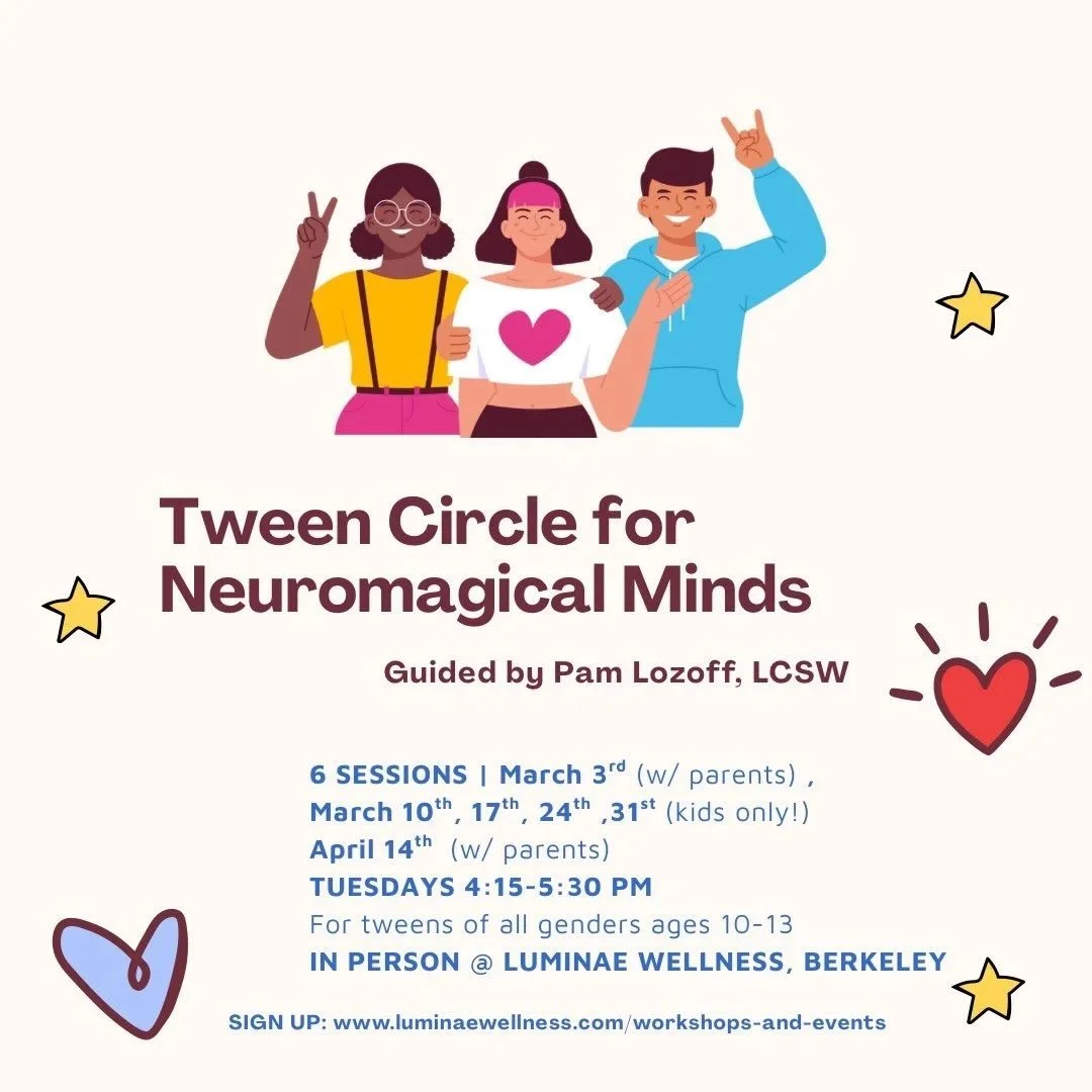 Neuromagical Tweens ✨ A 6-week group series for tweens ages 10-12 with ADHD, autism, and other neurodivergent experiences. 

Does your child feel overwhelmed by big emotions, sensory overload, or a body that seems out of sync with their fast-moving m