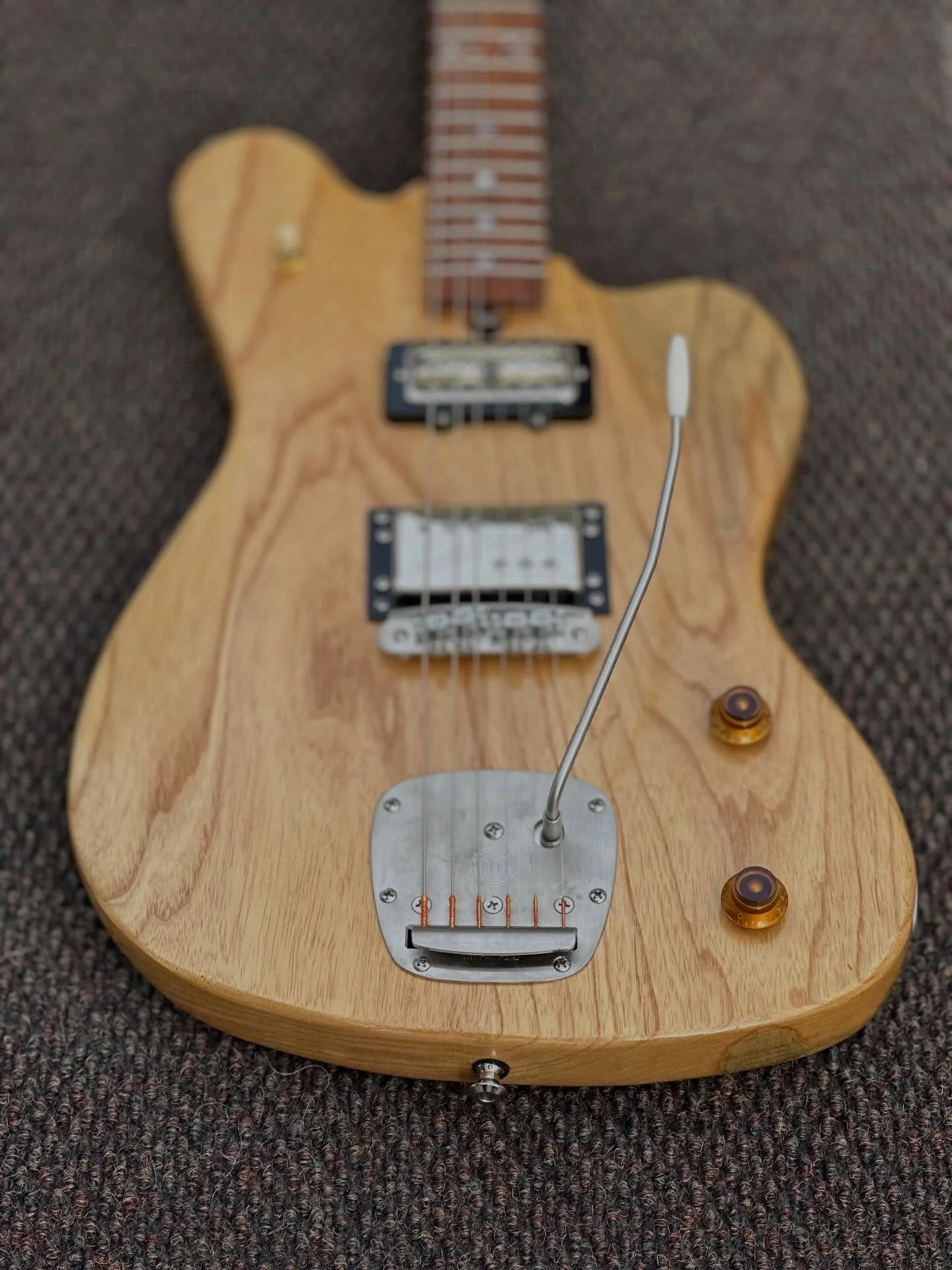 Just wrapped the last of the current batch.  Superlight Ash body, with a Mastery Bridge and vibrato @masterybridge, Lollar Goldfoil neck pickup @lollarpickups and a Creamery Wide Range Humbucker @the_creamery in the bridge.  25.5&rdquo; scale, maple 