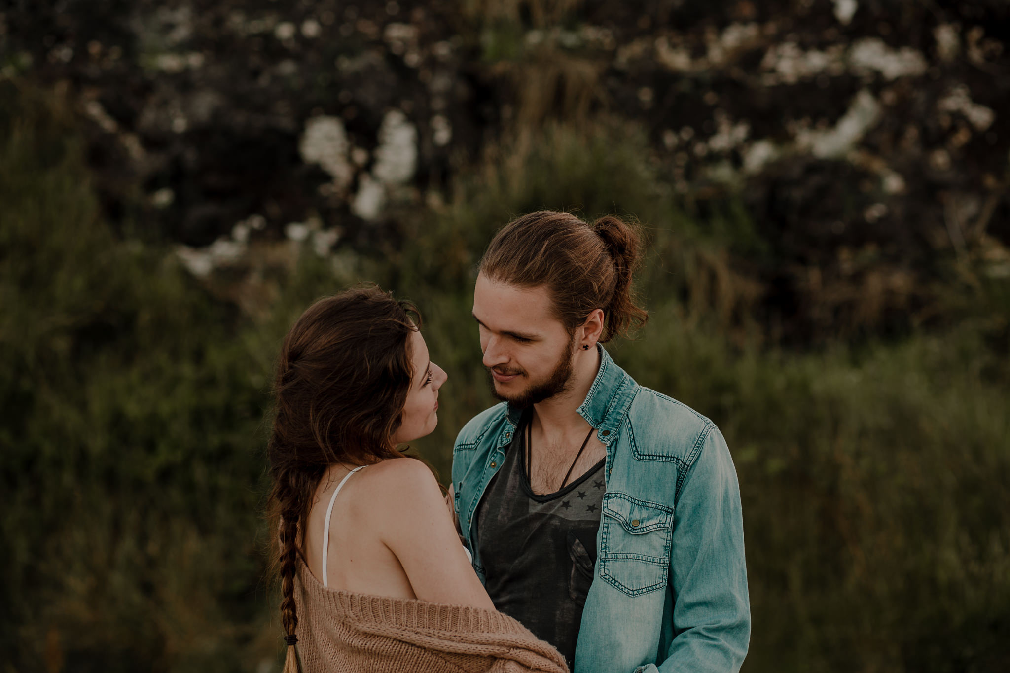 the way they look at each other during an engagement shoot on the causeway coast