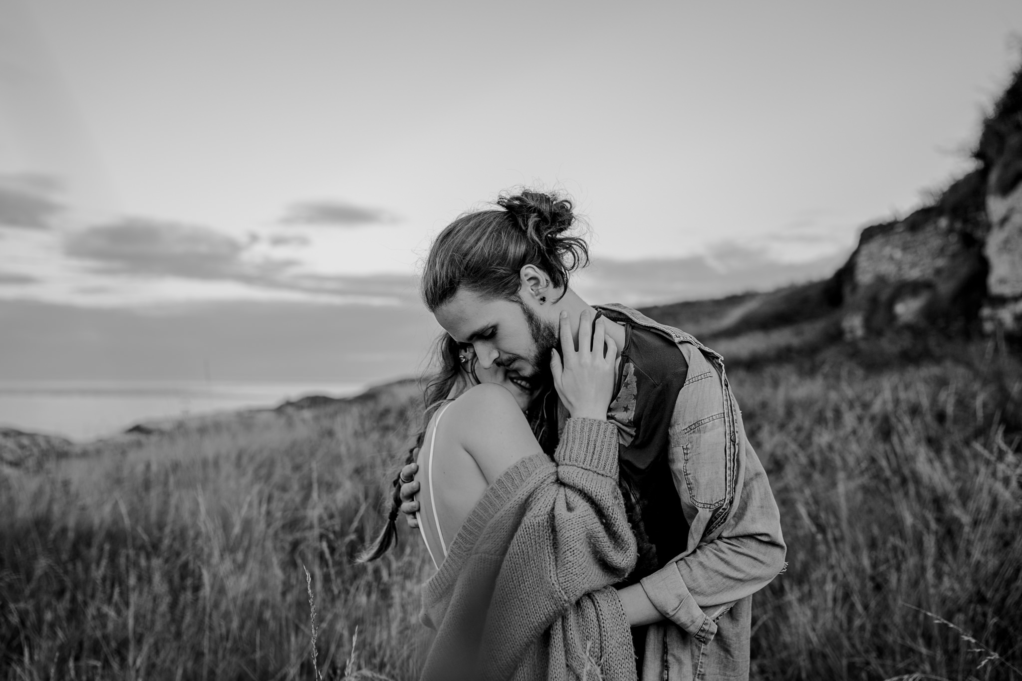 sweet moments between couple during their irish engagement adventure