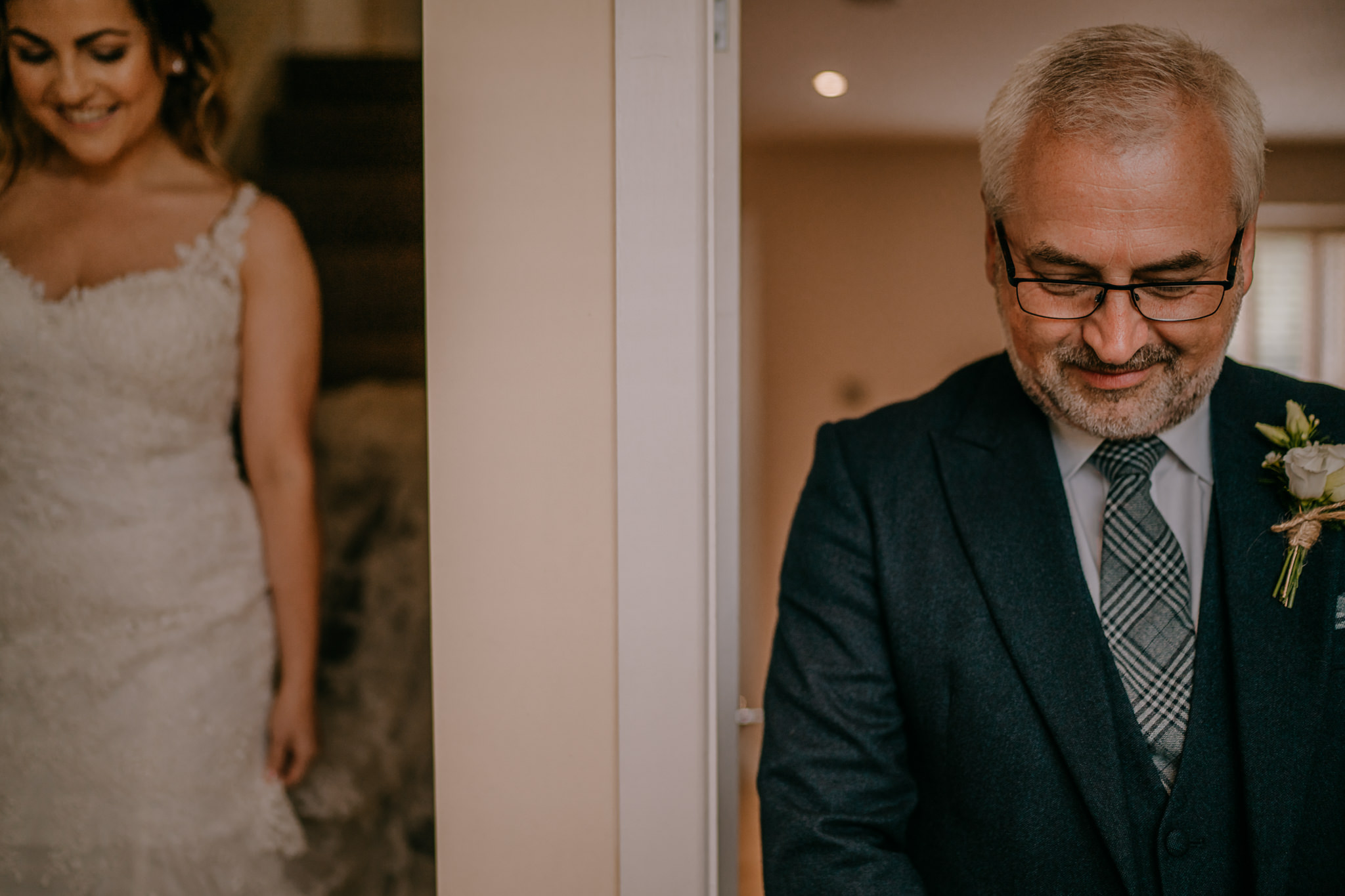  bride and father of the bride first look Northern Ireland Wedding Photographers 