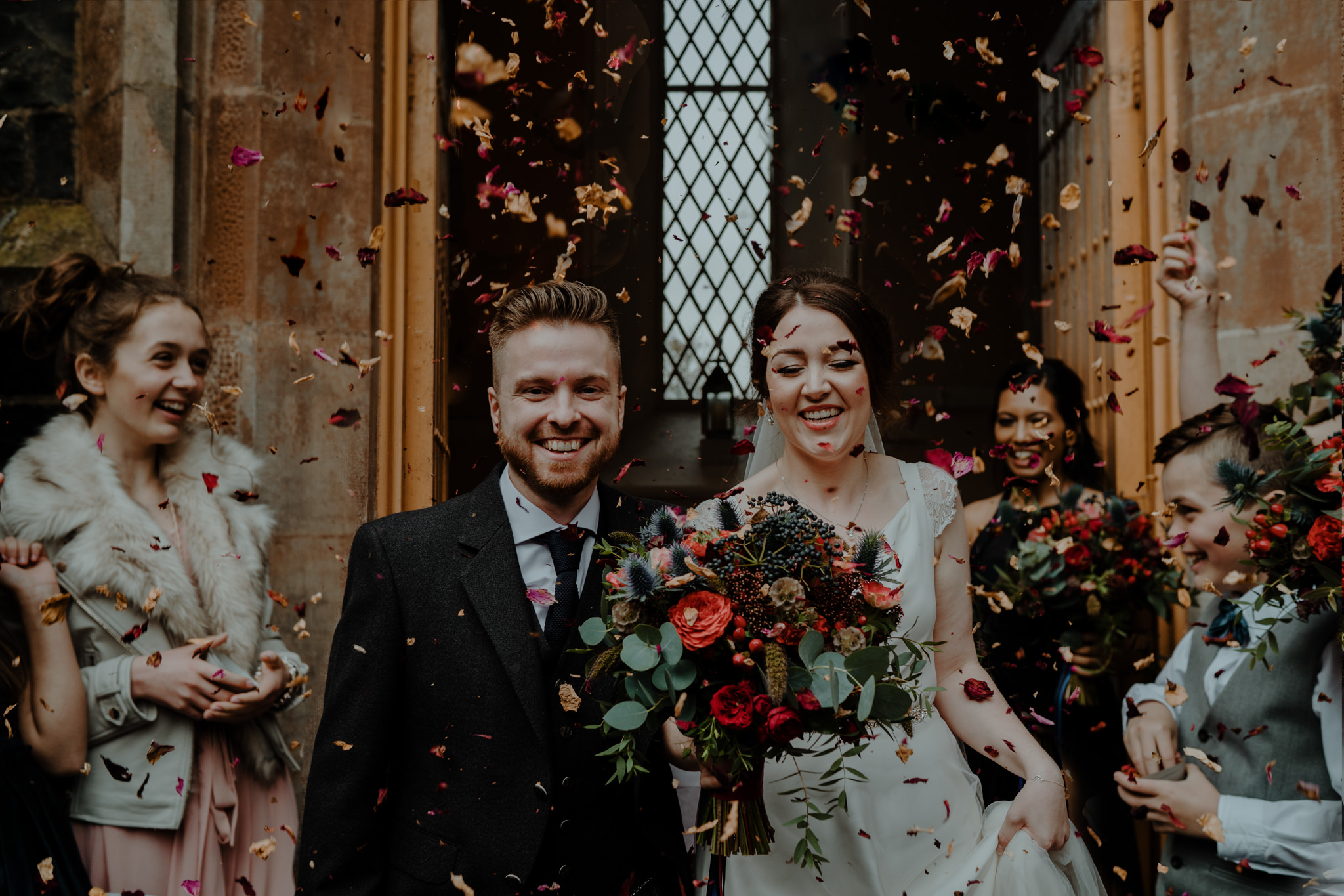 confetti outside lissanoure castle northern ireland