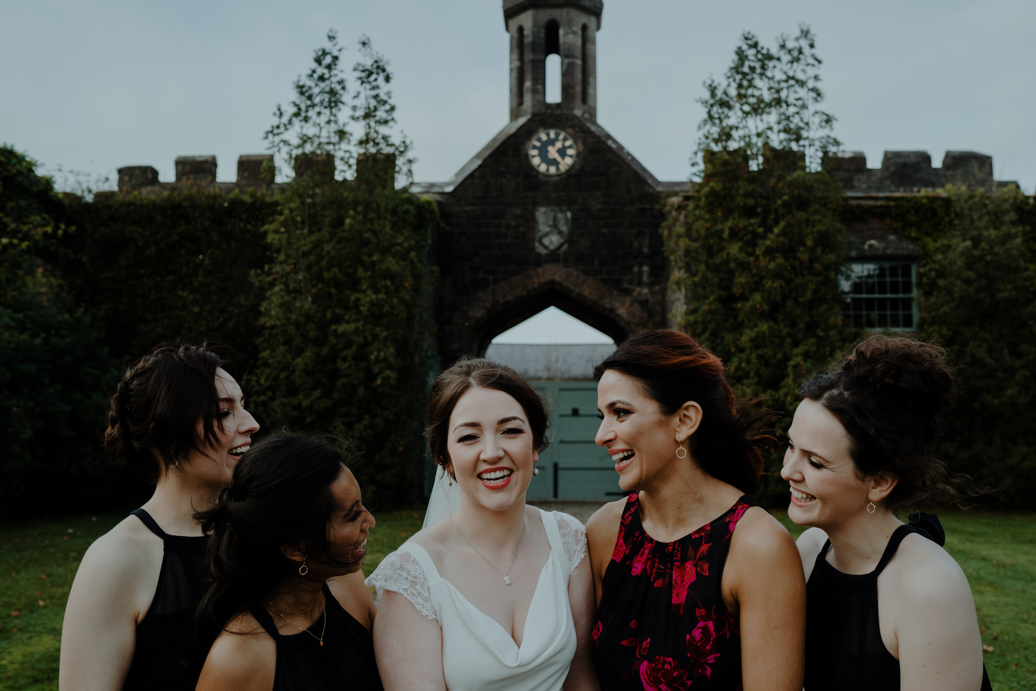 bride and bridesmaids  wedding at lissanoure castle