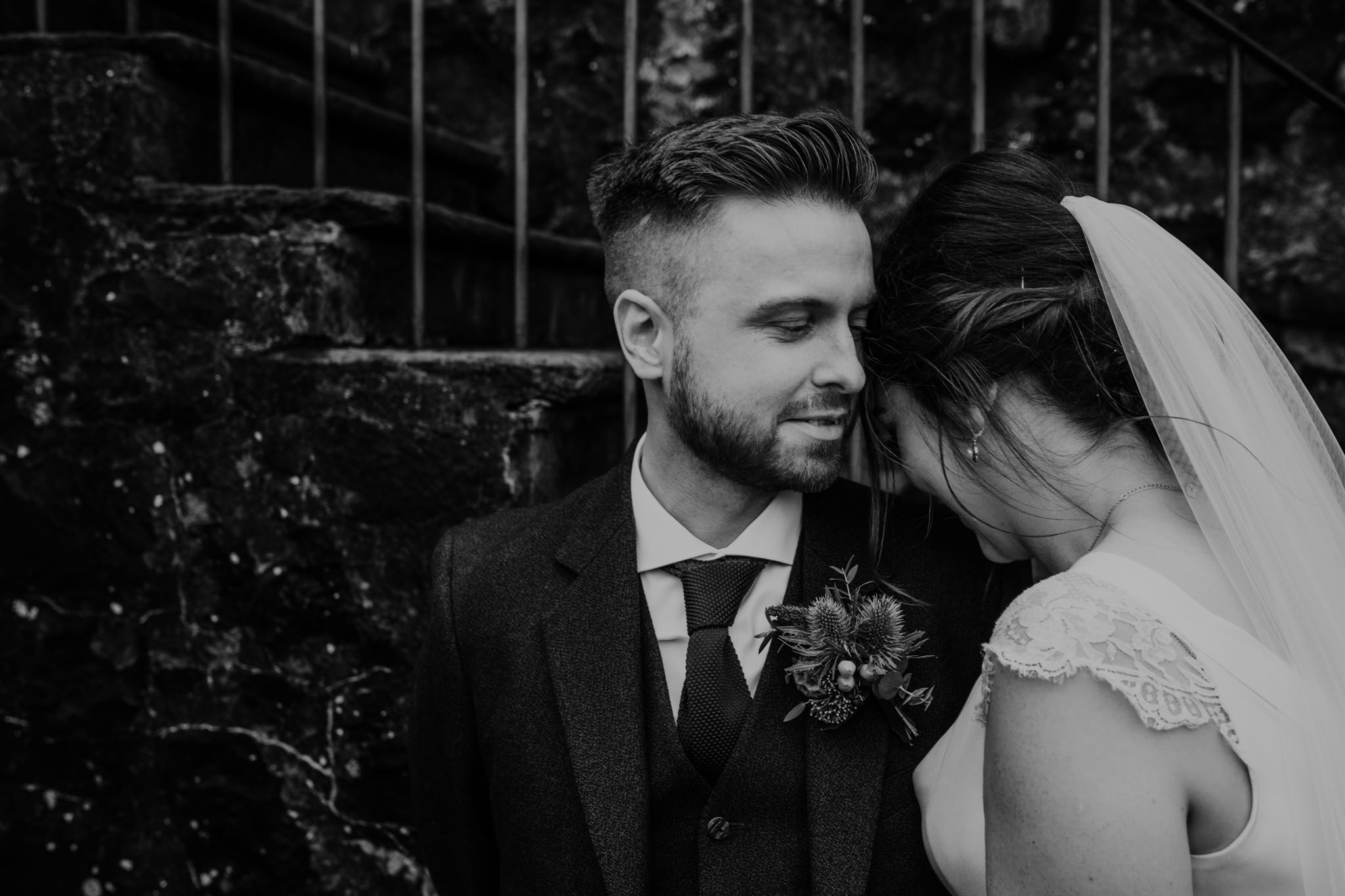 bride and groom cute moment  wedding at lissanoure castle