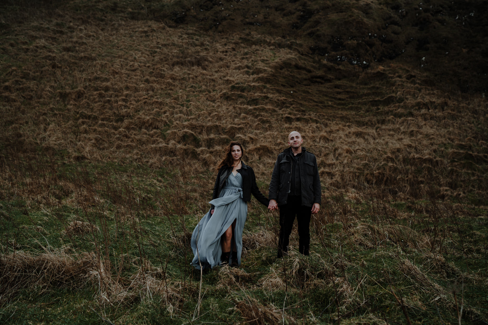 hipster couple kinbane castle adventure elopement