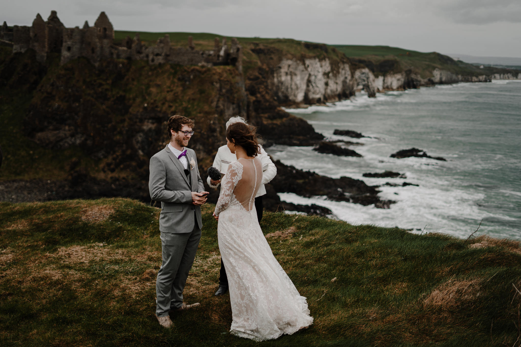 Dunluce castle vows ceremony adventure elopement